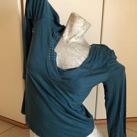 Maglietta verde petrolio con strass