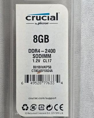 Memoria Crucial DDR4 - 2400 SODIMM 8GB