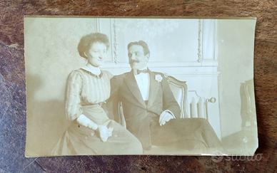 Foto D'epoca Uomo Donna Primi '900 Bianco e Nero 
