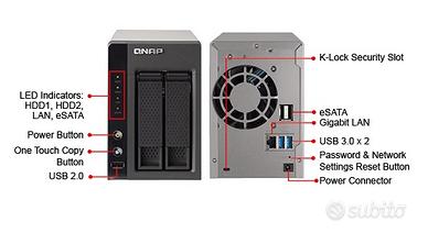 NAS QNAP TS-221 + 2x HDD WD 1TB SATA - Informatica In vendita a