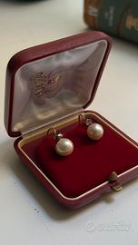 Orecchini perle giapponesi oro 18k e diamante rosa