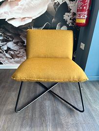2 Poltrone Longe Design-tessuto giallo senape