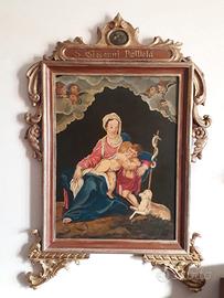 Dipinto antico su arenaria, Madonna con Bambino