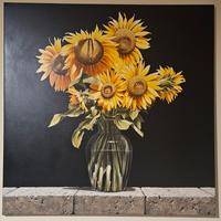 Olio su tela - GIRASOLI, di Franco Fontanella