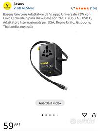 Baseus Adattatore Viaggio Universale 70W