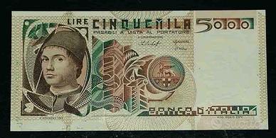 Banconota 5000 lire A. DA MESSINA con tripla A