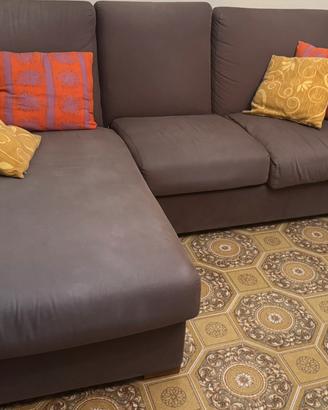 Divano-letto tessuto marrone