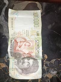 banconota 100 Milà lire+monete 500 lire