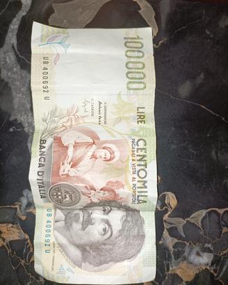 banconota 100 Milà lire+monete 500 lire