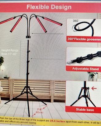 Luce Rossa con Supporto, Potenziato 180LEDs 660nm