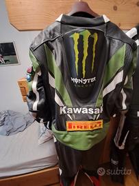 Tuta in pelle con guscio kawasaki