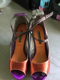 Scarpe donna n.37 zeppa legno lavorato