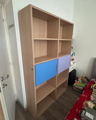 Libreria / mobile a cubi in legno con ante