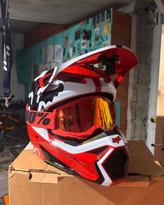 Casco Fox V1 + Maschera 100% Strata 2