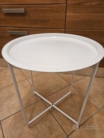 Vassoio di portata con trepiede smaltato bianco