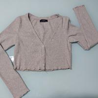 maglia/cardigan a costine color tortora