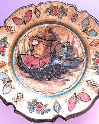 Piatto vintage in ceramica creato e dipinto a mano