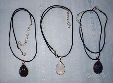 Collana con pietra dura naturale a goccia a scelta