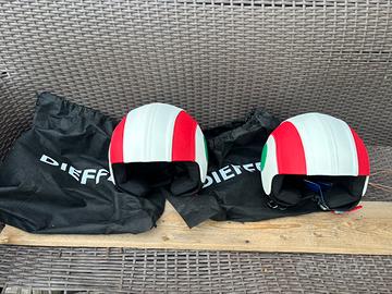 Coppia caschi jet di pelle bandiera italia nuovi