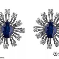 ORECCHINI ORO 18kt. CON DIAMANTI E ZAFFIRI BLU