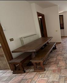Tavolo Rustico Rovere/Castagno e2 panche coordinat