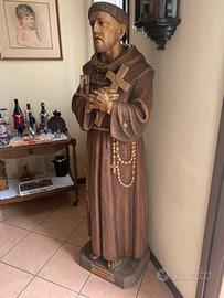 Statua in legno di tiglio di San Francesco cm 160