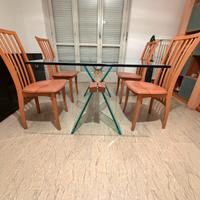 Tavolo Cattellan Italia in cristallo + 4 sedie