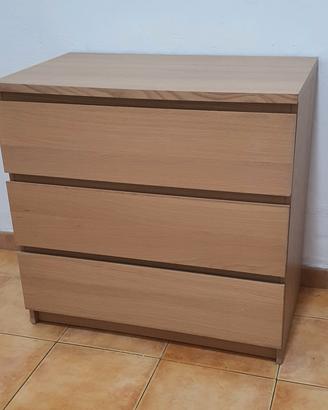 Cassettiera MALM rovere chiaro