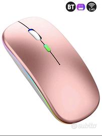Mouse Wireless Bluetooth Rosa Gold Ricaricabile