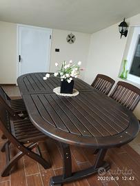 Tavolo con 6 sedie in legno per interno ed esterno