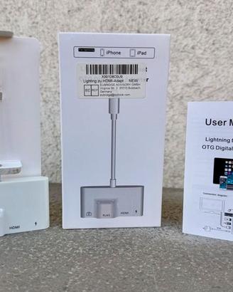 Adattatore hub lightning iPad iPhone HDMI rete usb