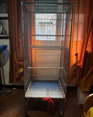 Grande Voliera Uccelli - 55x145 cm - Accessoriata 
