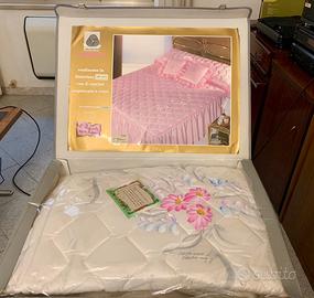 Trapunta piumone vintage seta lana dipinta a mano