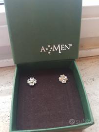 Orecchini Amen a quadrifoglio argento925 con zirco