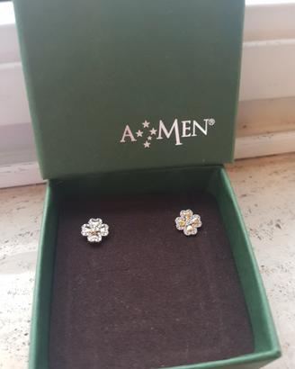 Orecchini Amen a quadrifoglio argento925 con zirco