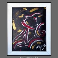 dipinto acrilico su tela Fiore d'Amore con cornice