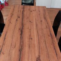 Tavolo artigianale  rovere naturale+6 sedie nere