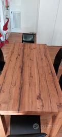 Tavolo artigianale  rovere naturale+6 sedie nere