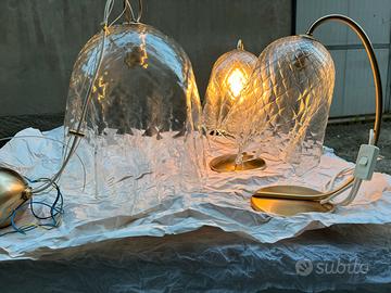 Lampadario + due lampade da tavolo "fazzoletto"