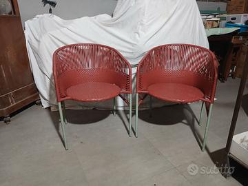 coppia poltroncine vintage in ferro e  nylon