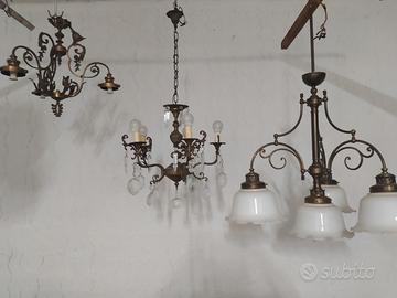 lampadario gocce vetro e lampadari ottone vintage 