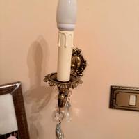 Applique da parete in ottone con cristalli - 2 pz