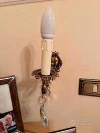 Applique da parete in ottone con cristalli - 2 pz