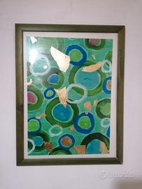 quadro astratto dipinto a mano con cornice 