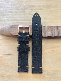 Cinturino artigianale in jeans e pelle VEGAN 19 mm