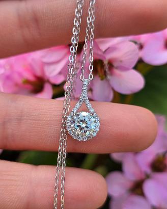 Collana con 1,5 kt diamante moissanite 