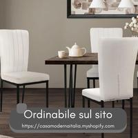 Set di 4 sedie da pranzo imbottita velluto bianco