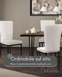 Set di 4 sedie da pranzo imbottita velluto bianco