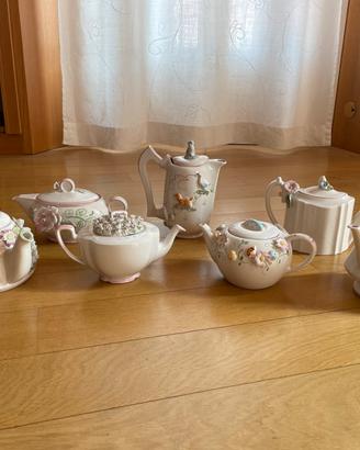 Lotto vintage collezione 7 teiere ceramica