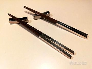 2 paia bacchette per sushi + 2 posabacchette